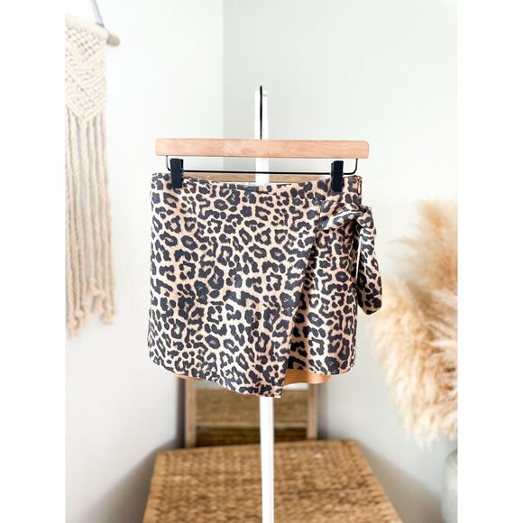 Zara Faux Suede Cheetah Mini Skort XS Leopard Animal Print Short Night Out Party - Picture 2 of 11